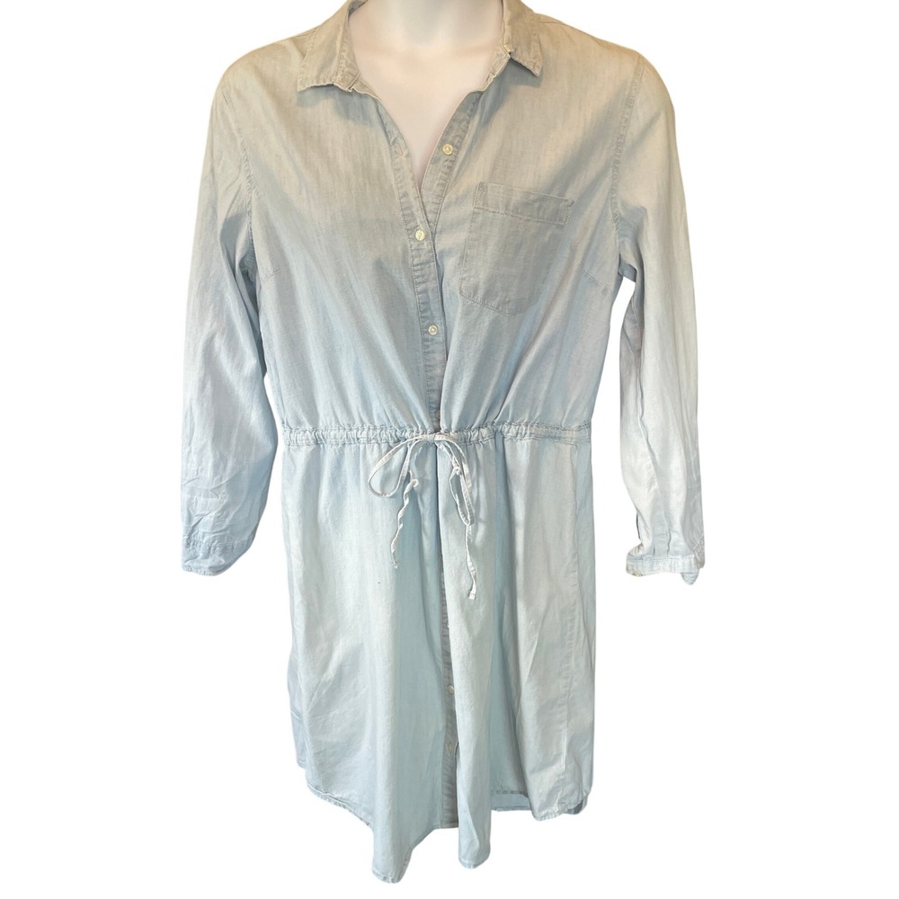 Old Navy Womens Preppy Minimalist Button Down Shirt Midi Dress XL Coastal Blue - Picture 1 of 11
